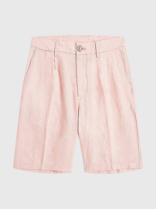 Orange Tommy Hilfiger Brooklyn Double-Dyed Linen Men's Shorts | TH701ZRP