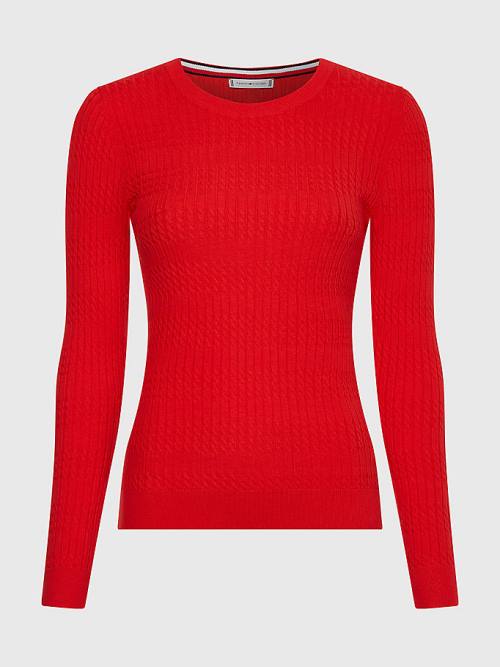 Orange Tommy Hilfiger Essential Cable Knit Jumper Women's Sweaters | TH389GOW