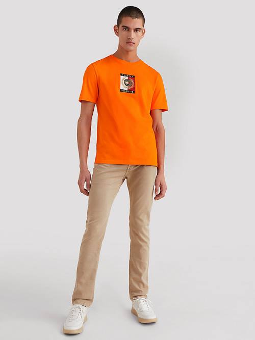 Orange Tommy Hilfiger Icons Logo Men's T Shirts | TH235OKS