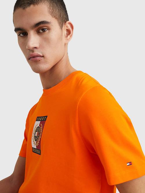 Orange Tommy Hilfiger Icons Logo Men's T Shirts | TH235OKS