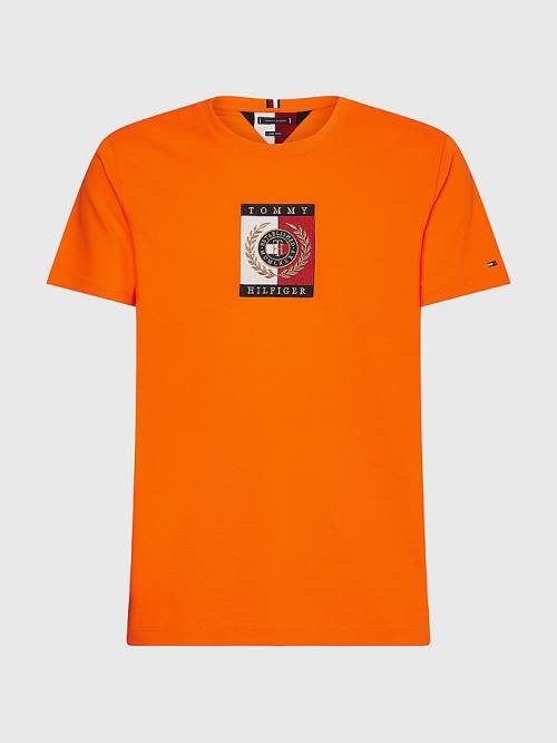 Orange Tommy Hilfiger Icons Logo Men's T Shirts | TH235OKS