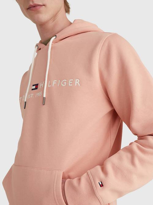 Orange Tommy Hilfiger Logo Men's Hoodie | TH537EJQ