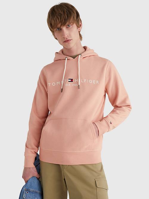 Orange Tommy Hilfiger Logo Men\'s Hoodie | TH537EJQ