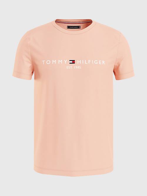 Orange Tommy Hilfiger Logo Men's T Shirts | TH532GRW