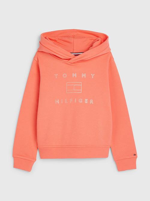 Orange Tommy Hilfiger Metallic Logo Girls\' Hoodie | TH149RMS