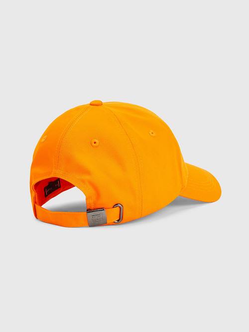 Orange Tommy Hilfiger Organic Cotton Flag Embroidery Cap Men's Hats | TH487JIM