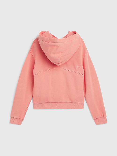 Orange Tommy Hilfiger Organic Cotton Zip-Thru Girls' Hoodie | TH984SAI