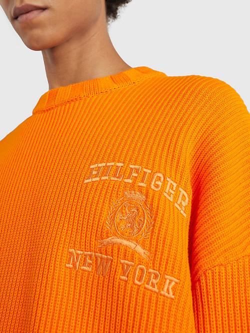 Orange Tommy Hilfiger Prep Crest Rib-Knit Jumper Men's Sweaters | TH639OTU