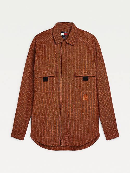 Orange Tommy Hilfiger Ripstop Flannel Men's Shirts | TH402KIH