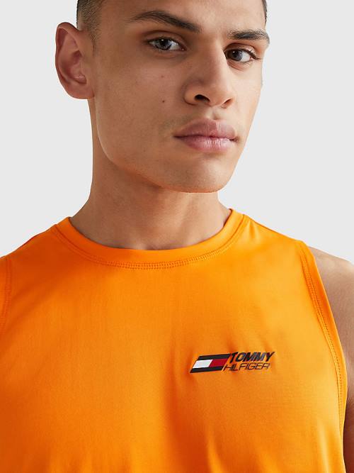 Orange Tommy Hilfiger Sport Essential Performance Training Tank Top Men's T Shirts | TH096UCF