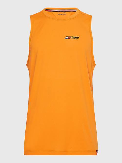 Orange Tommy Hilfiger Sport Essential Performance Training Tank Top Men's T Shirts | TH096UCF