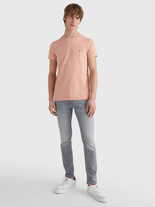 Orange Tommy Hilfiger Stretch Organic Cotton Slim Fit Men's T Shirts | TH267ETQ