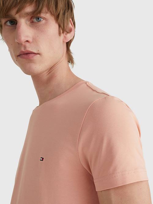 Orange Tommy Hilfiger Stretch Organic Cotton Slim Fit Men's T Shirts | TH267ETQ