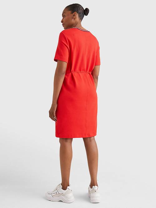 Orange Tommy Hilfiger Textured Relaxed Fit Women's Dress | TH479RMP