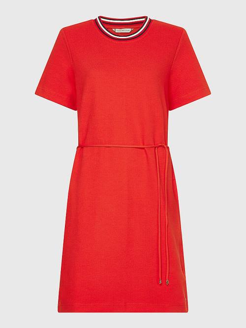 Orange Tommy Hilfiger Textured Relaxed Fit Women's Dress | TH479RMP