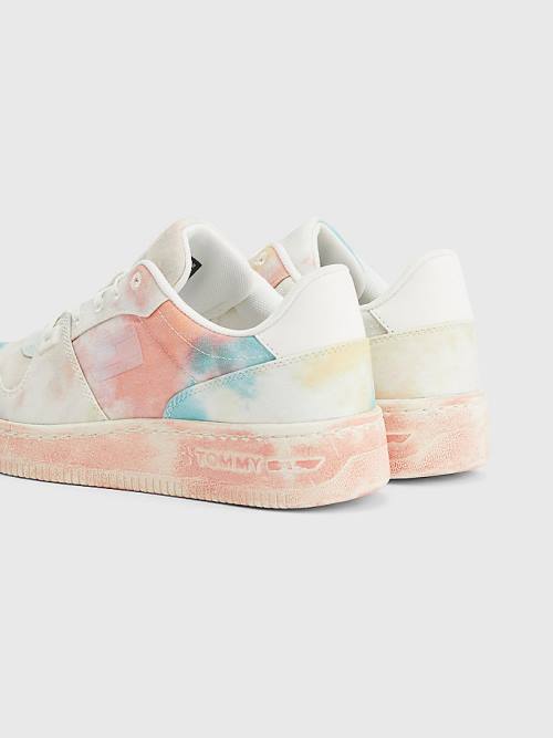 Orange Tommy Hilfiger Tie-Dye Cupsole Basket Women's Sneakers | TH602IZD