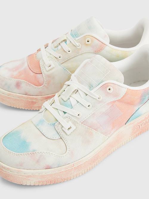 Orange Tommy Hilfiger Tie-Dye Cupsole Basket Women's Sneakers | TH602IZD