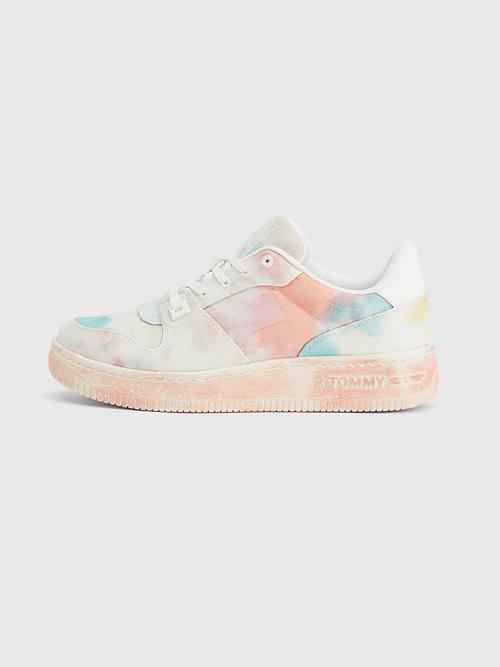 Orange Tommy Hilfiger Tie-Dye Cupsole Basket Women's Sneakers | TH602IZD