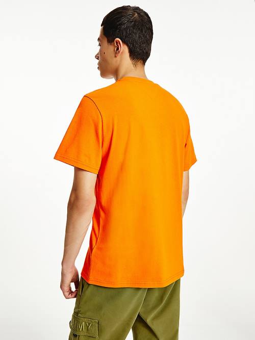 Orange Tommy Hilfiger Timeless Signature Logo Men's T Shirts | TH569UPV