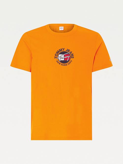 Orange Tommy Hilfiger Timeless Signature Logo Men's T Shirts | TH569UPV