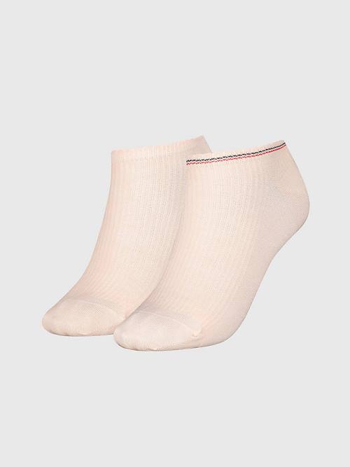 Pink Tommy Hilfiger 2-Pack Ribbed Trainer Women\'s Socks | TH186VCM