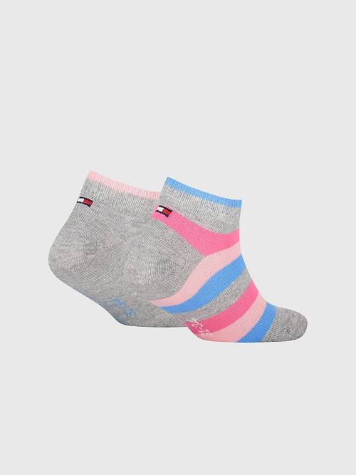 Pink Tommy Hilfiger 2-Pack Stripe Ankle Women's Socks | TH364WGJ