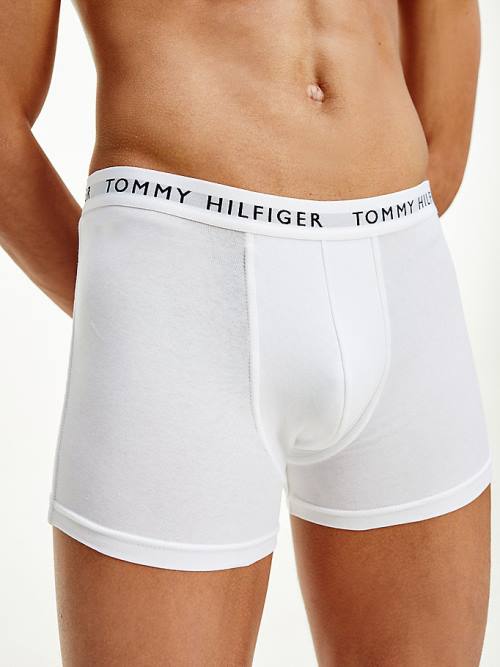 Pink Tommy Hilfiger 3-Pack Logo Waistband Trunks Men's Underwear | TH089NVI