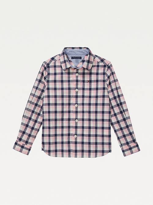 Pink Tommy Hilfiger Adaptive Checked Boys\' Shirts | TH019QOS