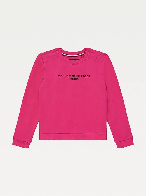 Pink Tommy Hilfiger Adaptive Crew Neck Girls' Sweatshirts | TH370YBP