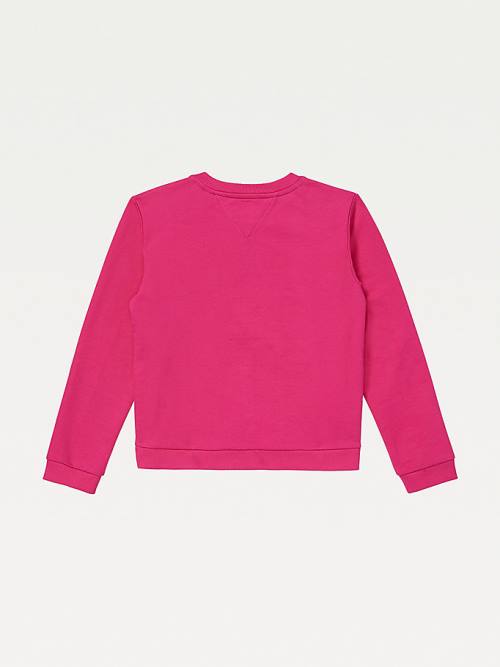 Pink Tommy Hilfiger Adaptive Crew Neck Girls' Sweatshirts | TH370YBP