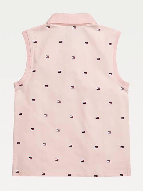 Pink Tommy Hilfiger Adaptive Flag Print Sleeveless Polo Girls' T Shirts | TH650ISR