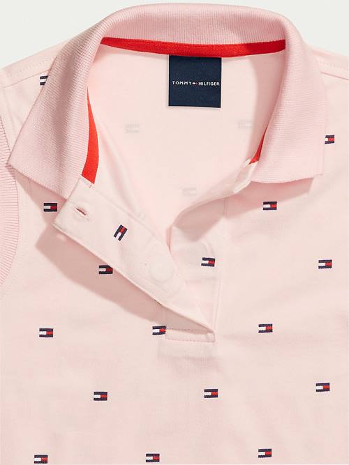 Pink Tommy Hilfiger Adaptive Flag Print Sleeveless Polo Girls' T Shirts | TH650ISR