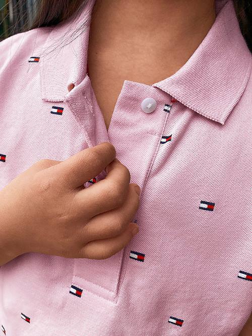 Pink Tommy Hilfiger Adaptive Flag Print Sleeveless Polo Girls\' T Shirts | TH650ISR