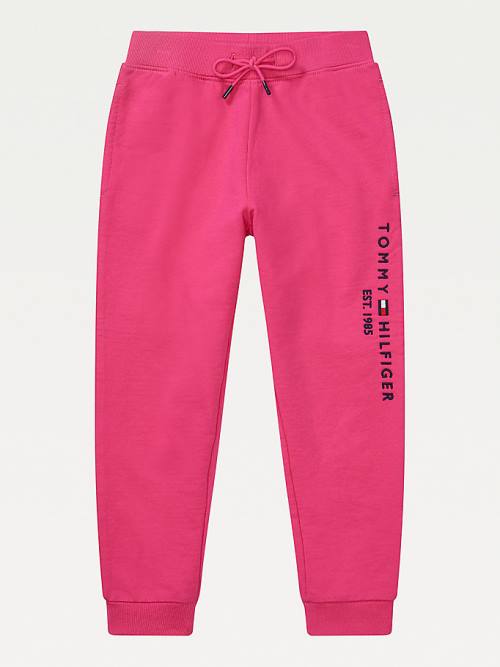 Pink Tommy Hilfiger Adaptive Logo Joggers Girls\' Pants | TH418EIN