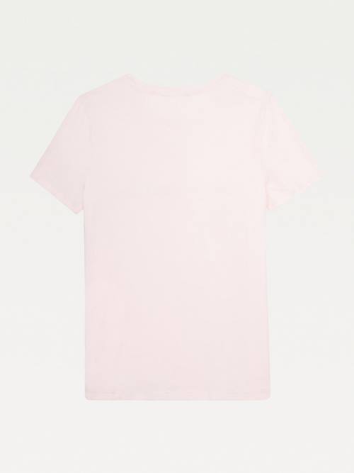 Pink Tommy Hilfiger Adaptive Logo Women's T Shirts | TH673JES