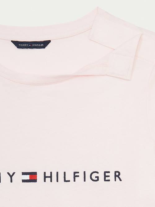 Pink Tommy Hilfiger Adaptive Logo Women's T Shirts | TH673JES