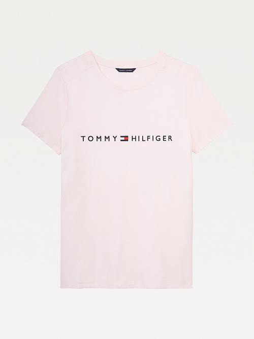 Pink Tommy Hilfiger Adaptive Logo Women\'s T Shirts | TH673JES