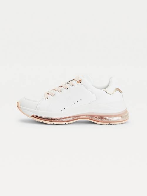 Pink Tommy Hilfiger Air Bubble Metallic Leather Women's Sneakers | TH201MUG