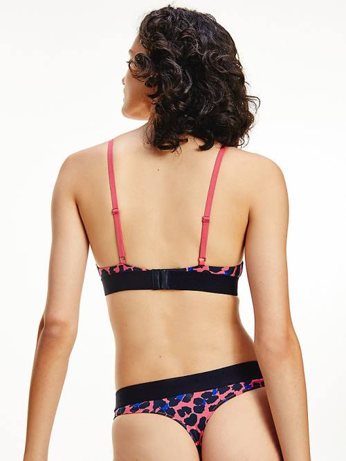 Pink Tommy Hilfiger All-Over Logo Print Triangle Bra Women's Underwear | TH158EBF