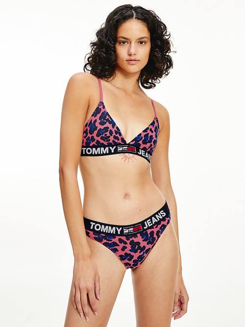 Pink Tommy Hilfiger All-Over Logo Print Thong Women's Underwear | TH203DYG