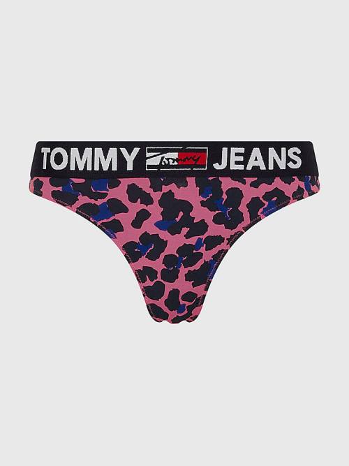 Pink Tommy Hilfiger All-Over Logo Print Thong Women's Underwear | TH203DYG