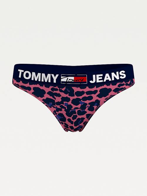 Pink Tommy Hilfiger All-Over Logo Print Thong Women's Underwear | TH203DYG