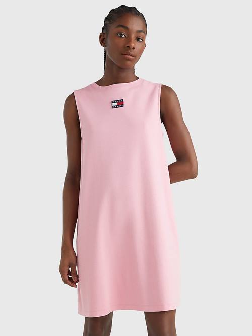 Pink Tommy Hilfiger Badge Sleeveless Tank Women\'s Dress | TH413YCV