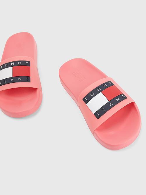 Pink Tommy Hilfiger Badge Slides Women's Sandals | TH810CFG