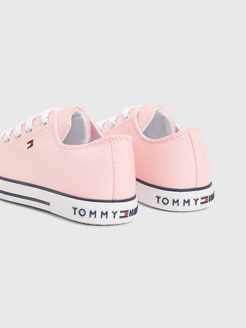 Pink Tommy Hilfiger Canvas Low-Top Flag Girls' Sneakers | TH246WXK