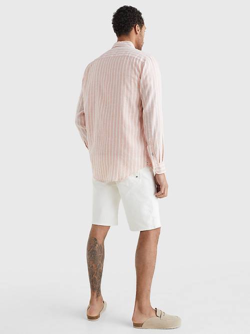 Pink Tommy Hilfiger Casual Stripe Men's Shirts | TH279DUF