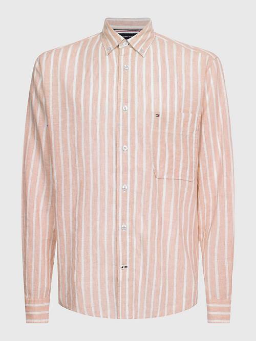 Pink Tommy Hilfiger Casual Stripe Men\'s Shirts | TH279DUF