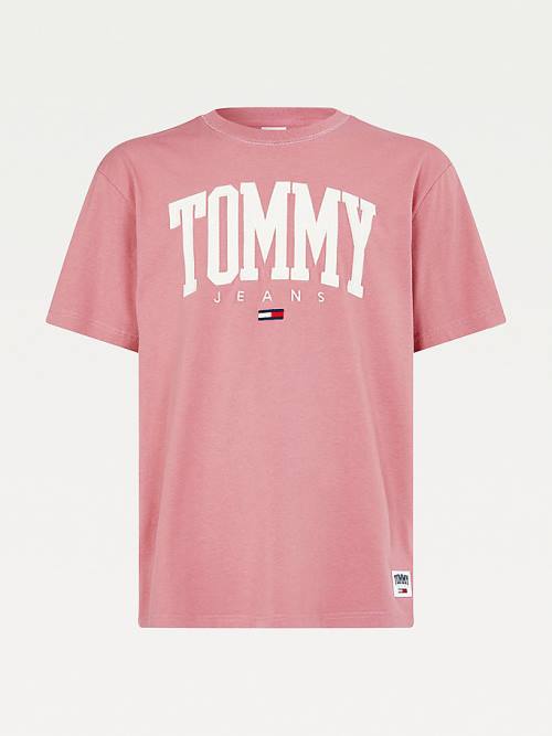 Pink Tommy Hilfiger College Bold Logo Classic Men's T Shirts | TH503SZP