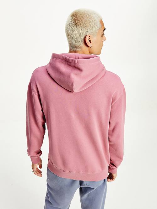 Pink Tommy Hilfiger College Logo Men's Hoodie | TH750YPI