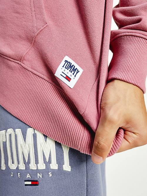 Pink Tommy Hilfiger College Logo Men's Hoodie | TH750YPI